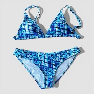 Blue Patterned Bikini Set